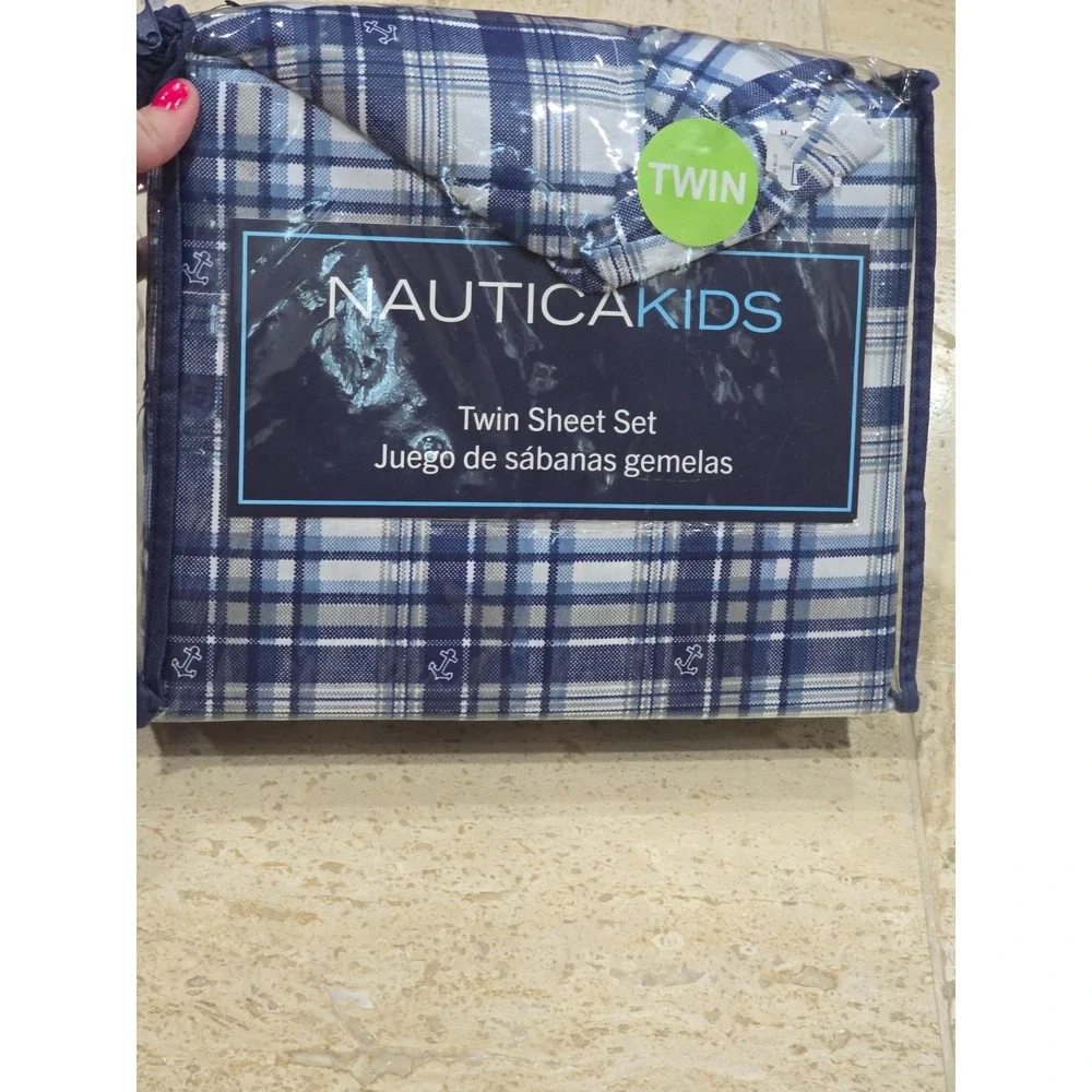 Nautica Kids Anchors Twin Set Fitted Flat Pillowcase 3pc Set New